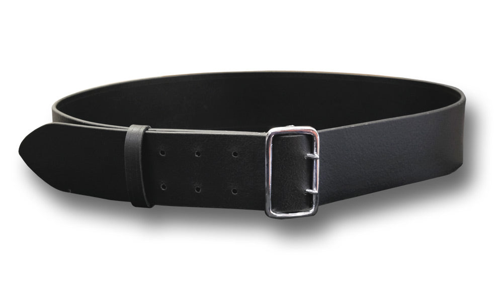 POLICE LEATHER DOUBLE PIN BELT