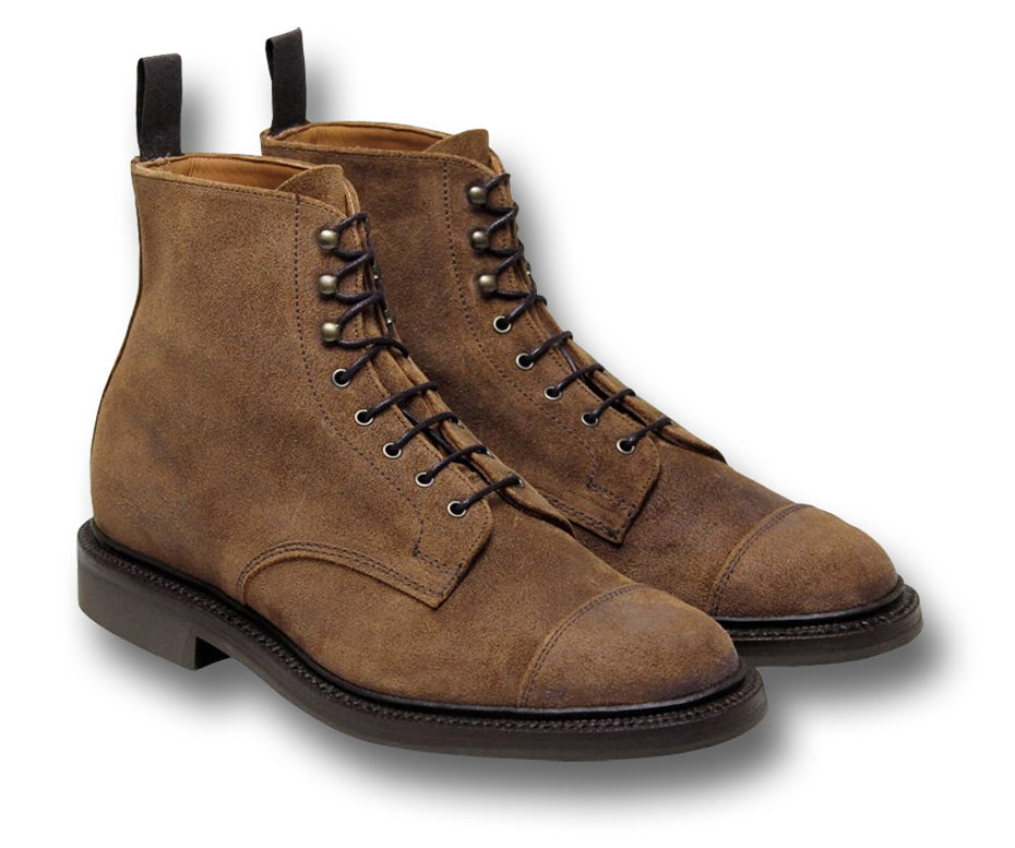 SANDERS CRAIG SUEDE DERBY BOOTS - SNUFF BROWN