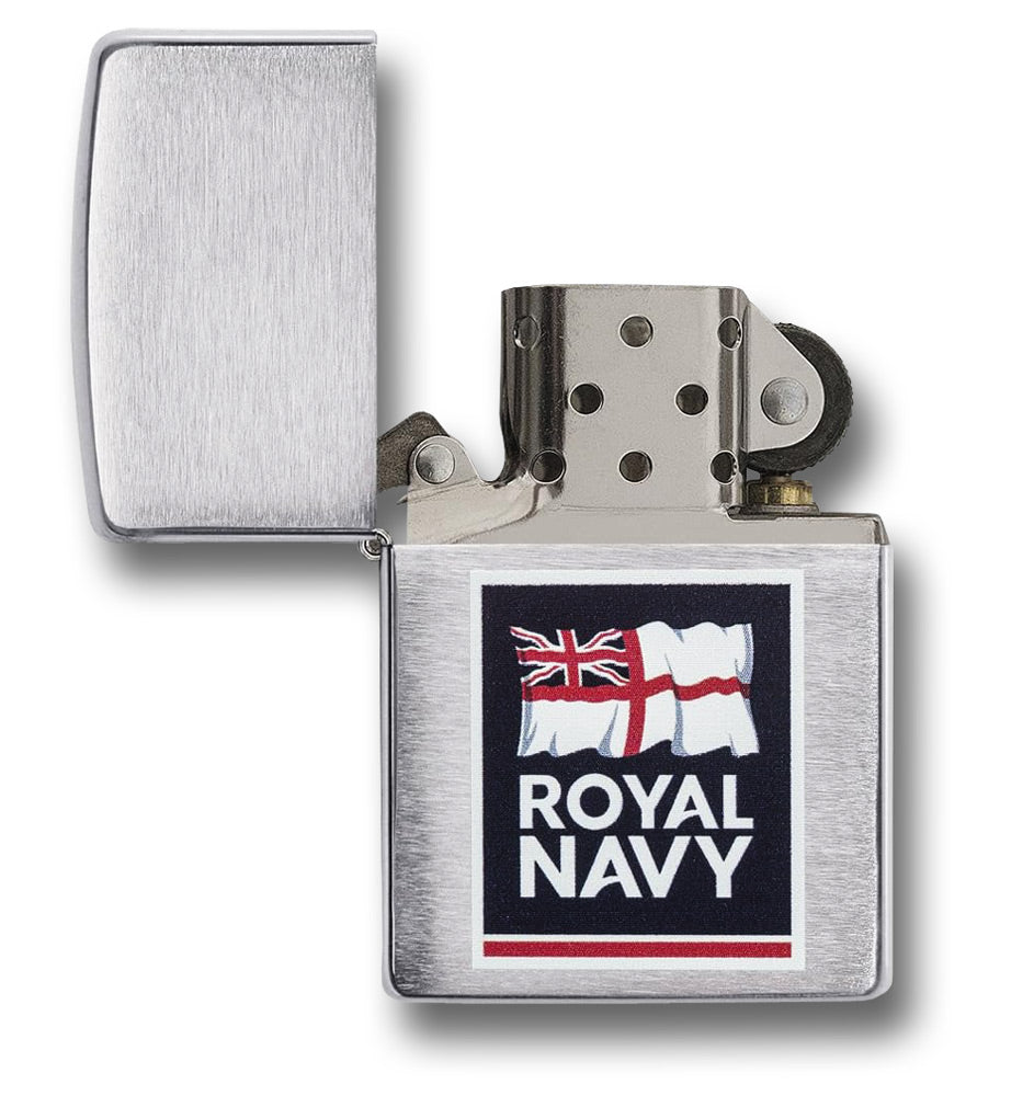 ZIPPO LIGHTER ROYAL NAVY BRUSHED LOGO