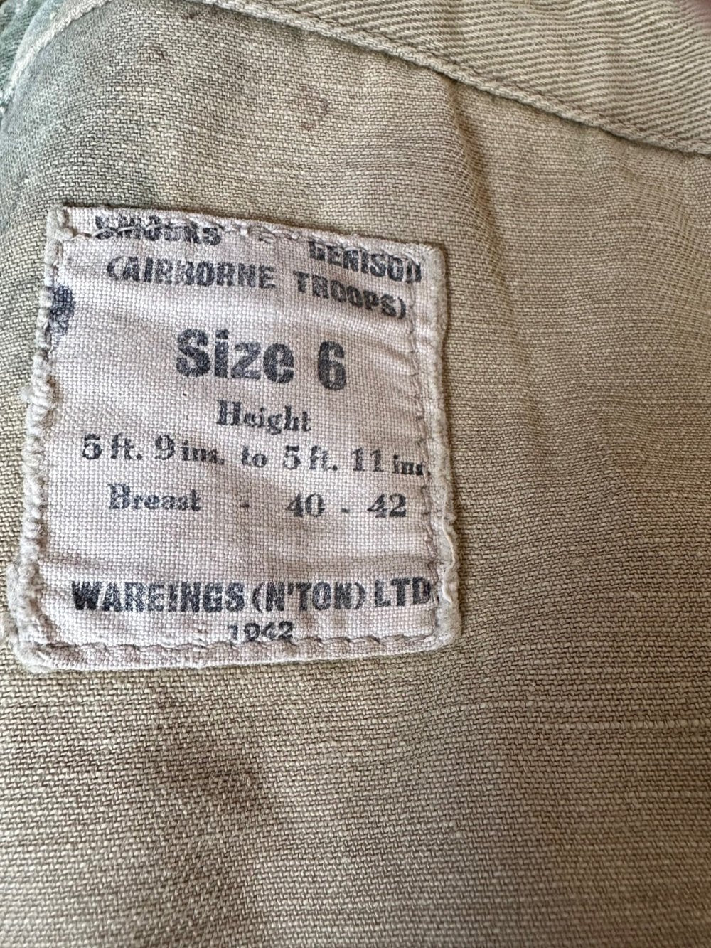 WWII ORIGINAL DENISON SMOCK DATED 1942 - REPAIRED (REF: 2)