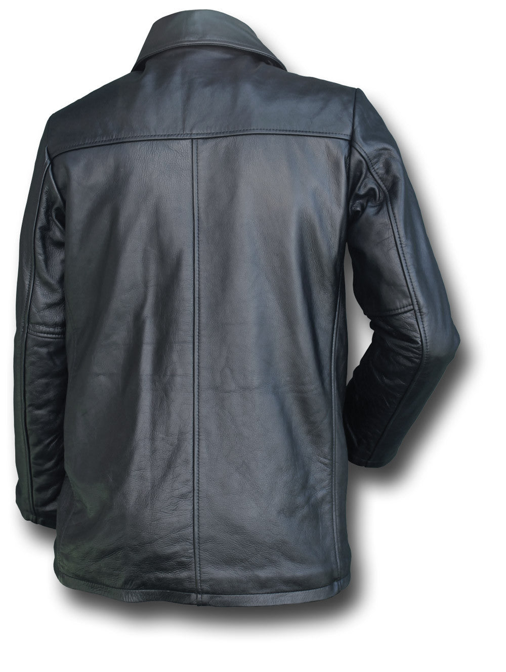 Black leather pea coat best sale